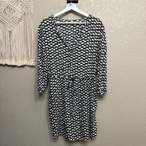 ACE DELIVERY women sz M brown and white long sleeve dress